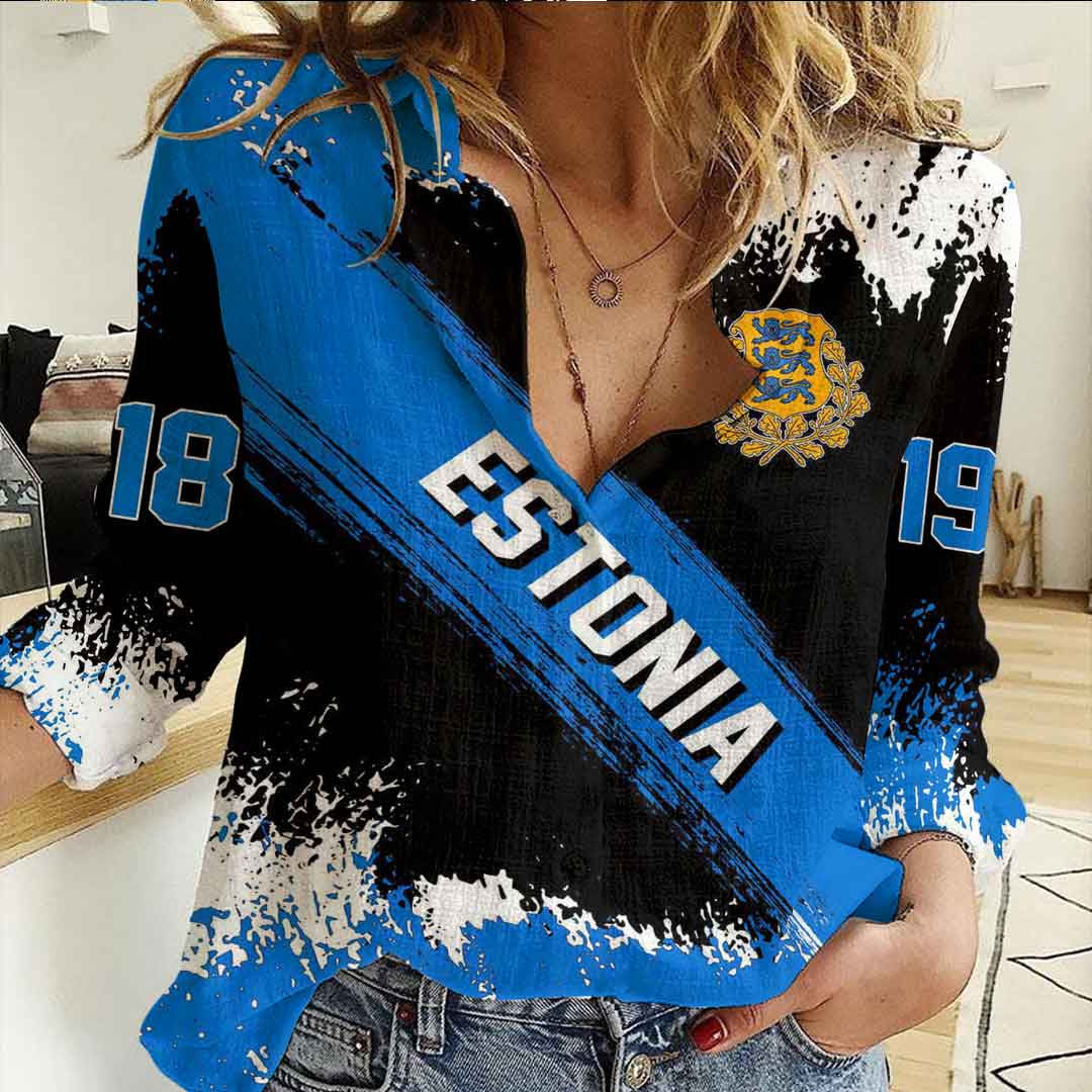 Clothing Estonia Founded Brush Pattern Women's Casual Shirt