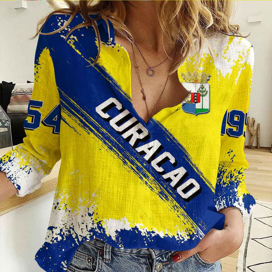 Clothing Curaçao Founded Brush Pattern Women's Casual Shirt