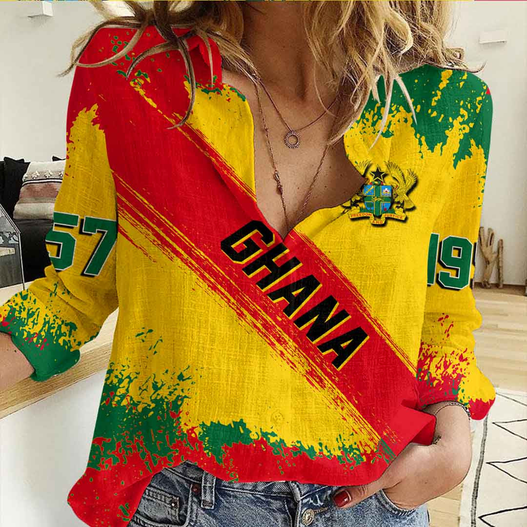 Clothing Ghana Founded Brush Pattern Women's Casual Shirt