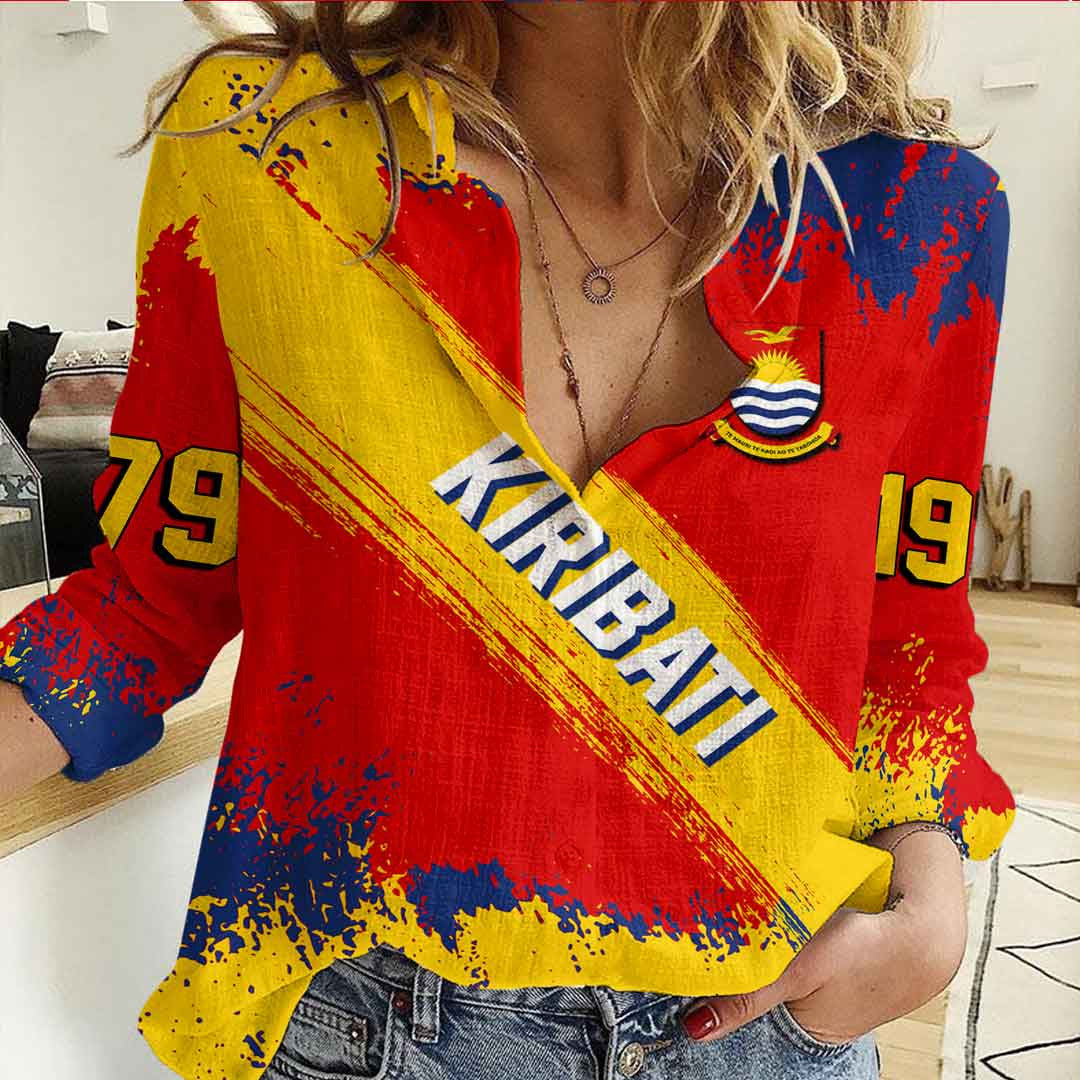 Clothing Kiribati Founded Brush Pattern Women's Casual Shirt