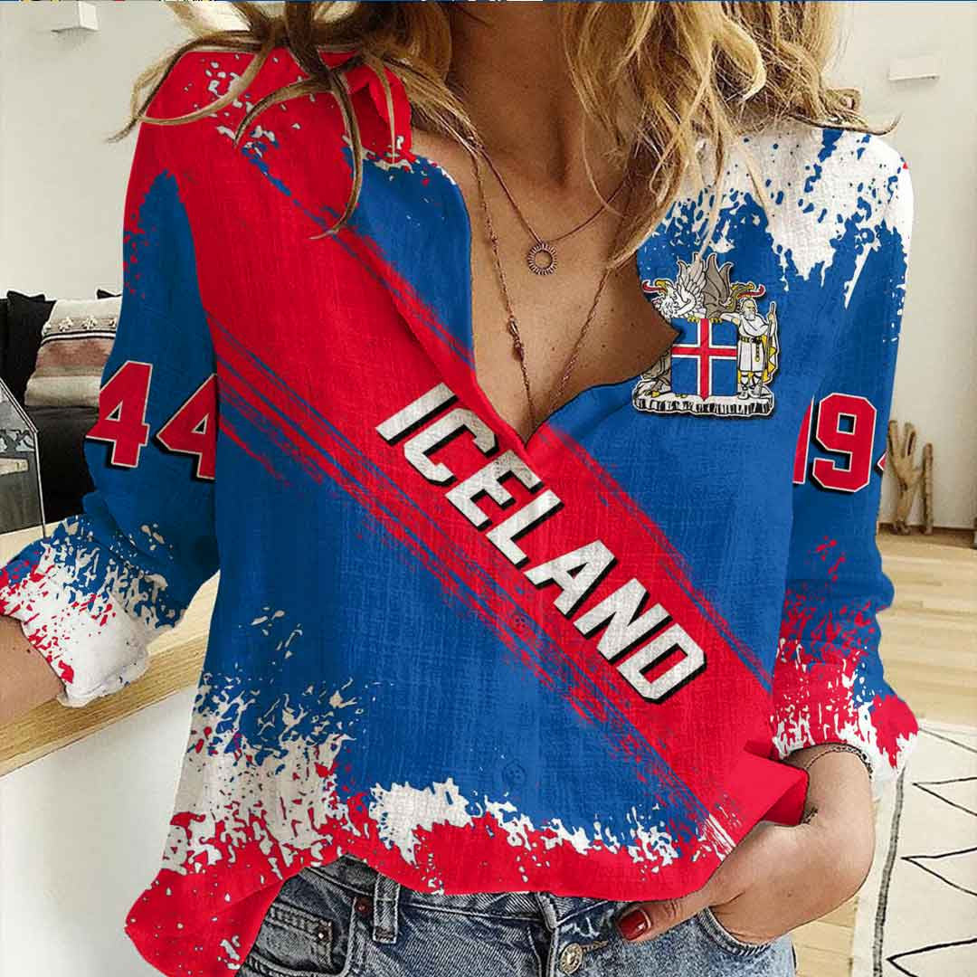 Clothing Iceland Founded Brush Pattern Women's Casual Shirt