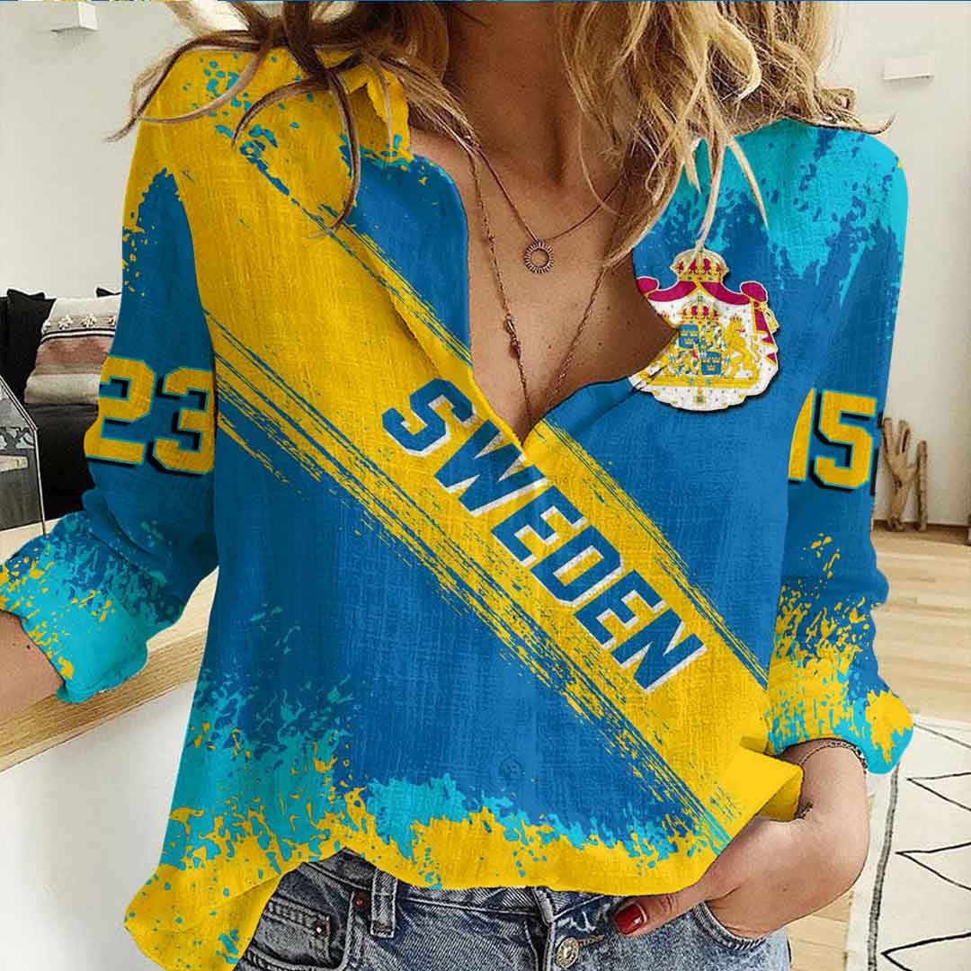 Clothing Sweden Founded Brush Pattern Women's Casual Shirt