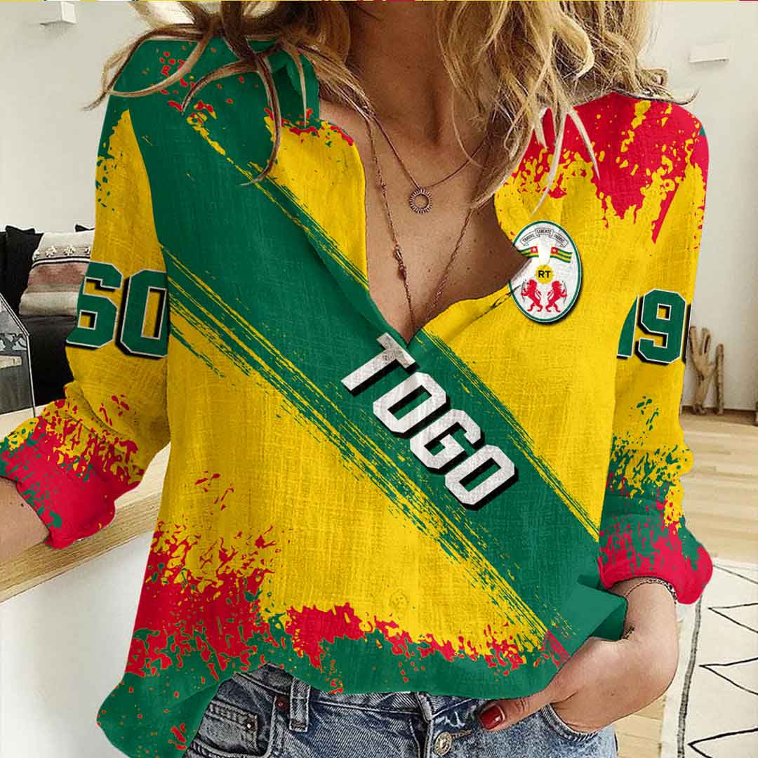 Clothing Togo Founded Brush Pattern Women's Casual Shirt