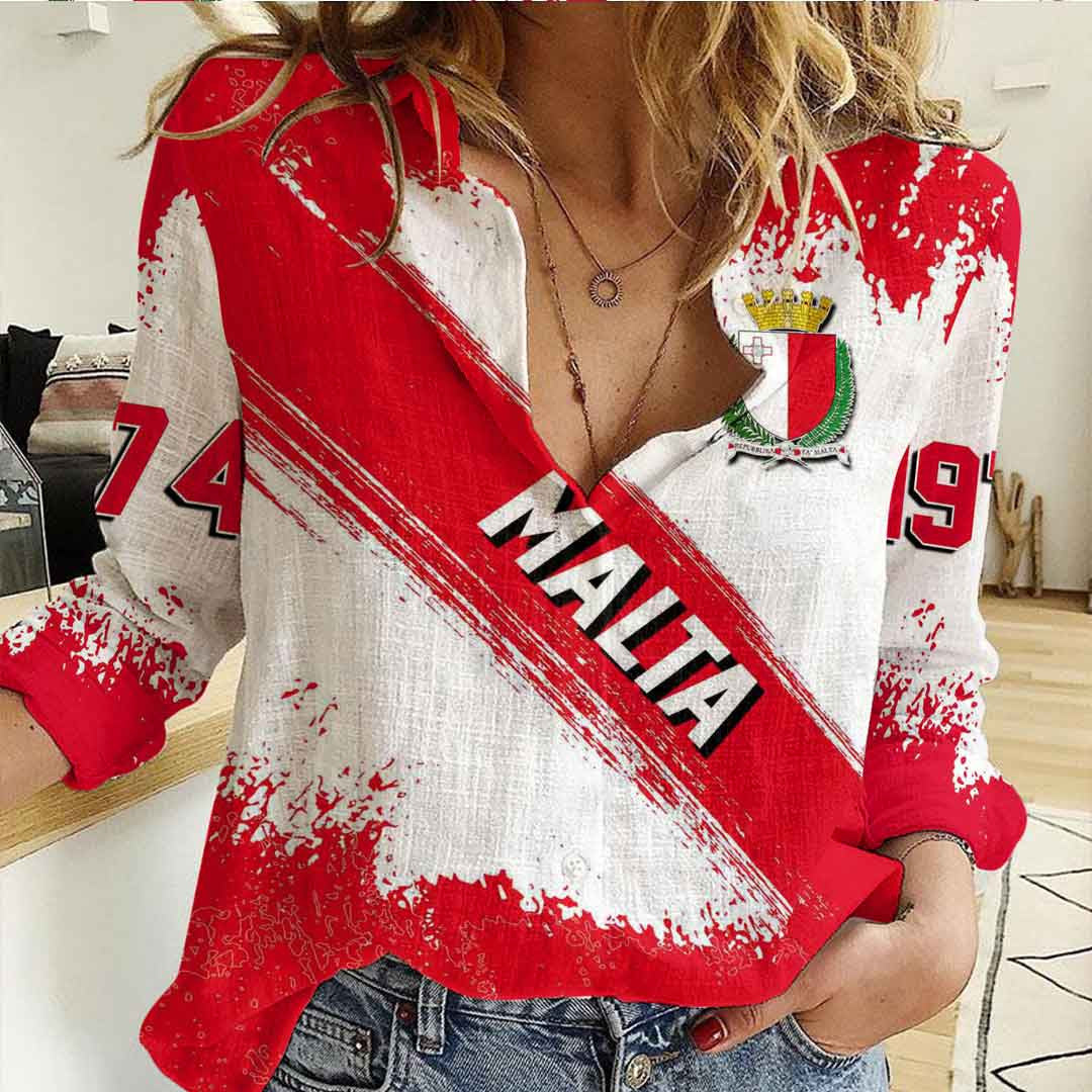 Clothing Malta Founded Brush Pattern Women's Casual Shirt