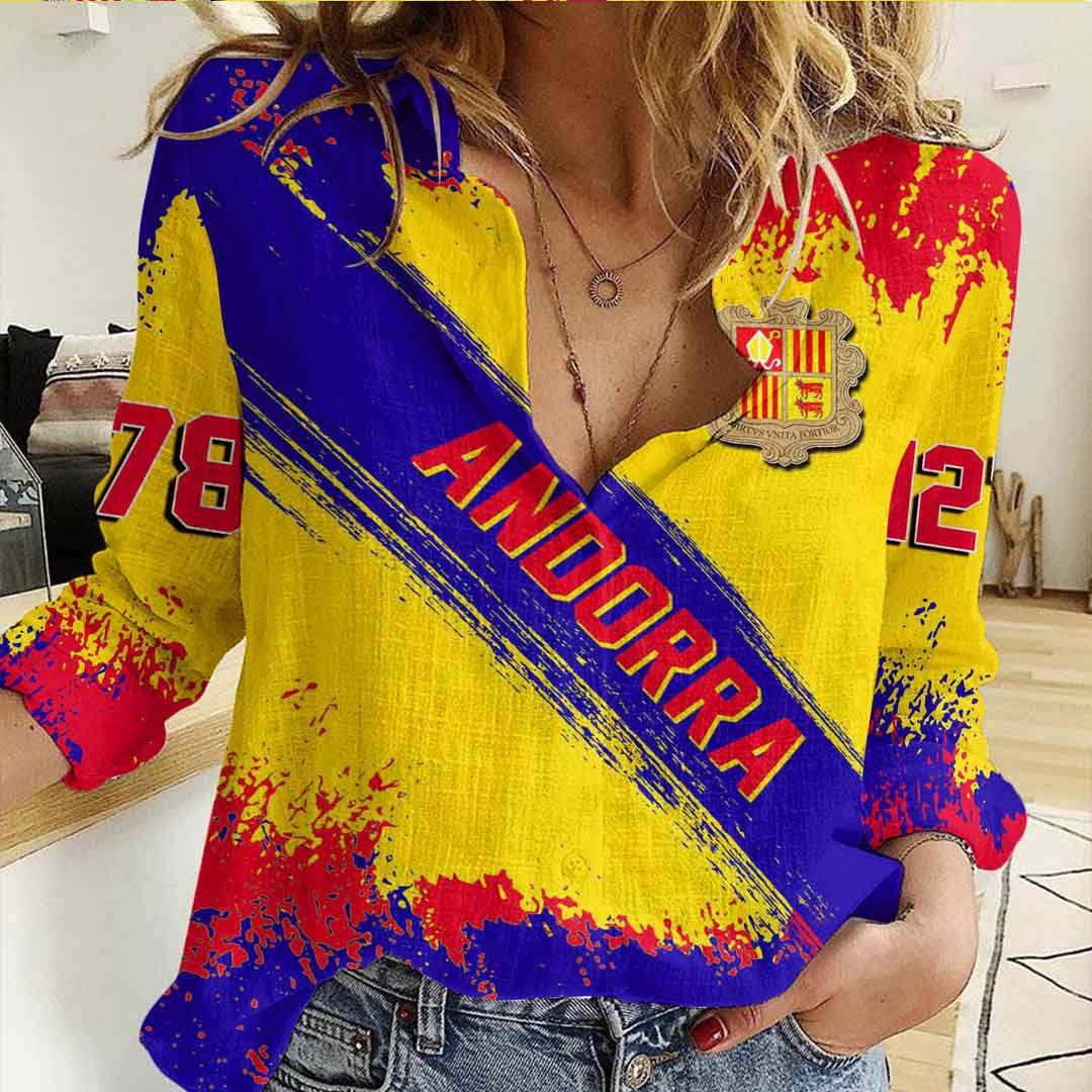 Clothing Andorra Founded Brush Pattern Women's Casual Shirt