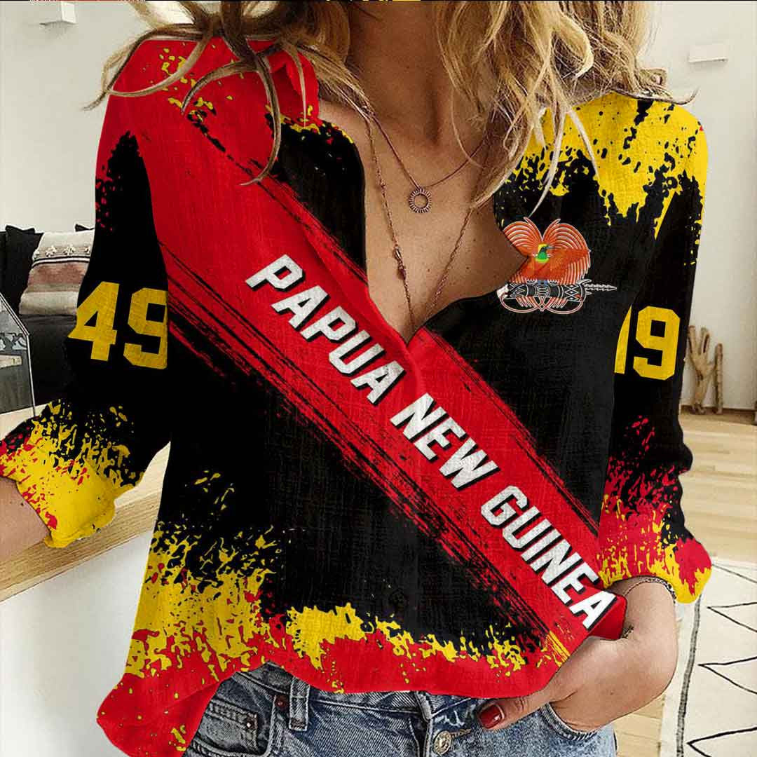 Clothing Papua New Guinea Founded Brush Pattern Women's Casual Shirt