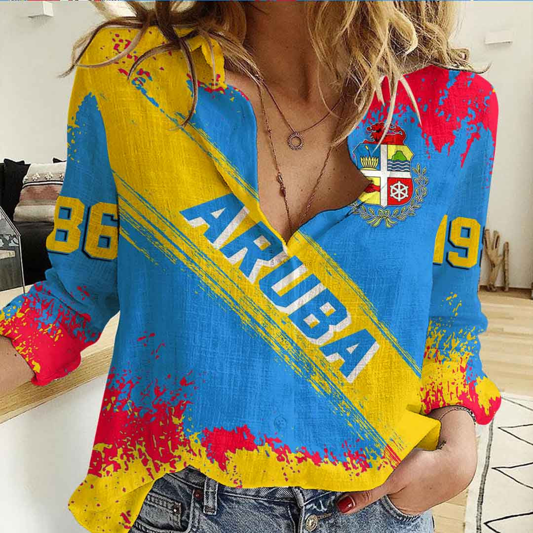 Clothing Aruba Founded Brush Pattern Women's Casual Shirt