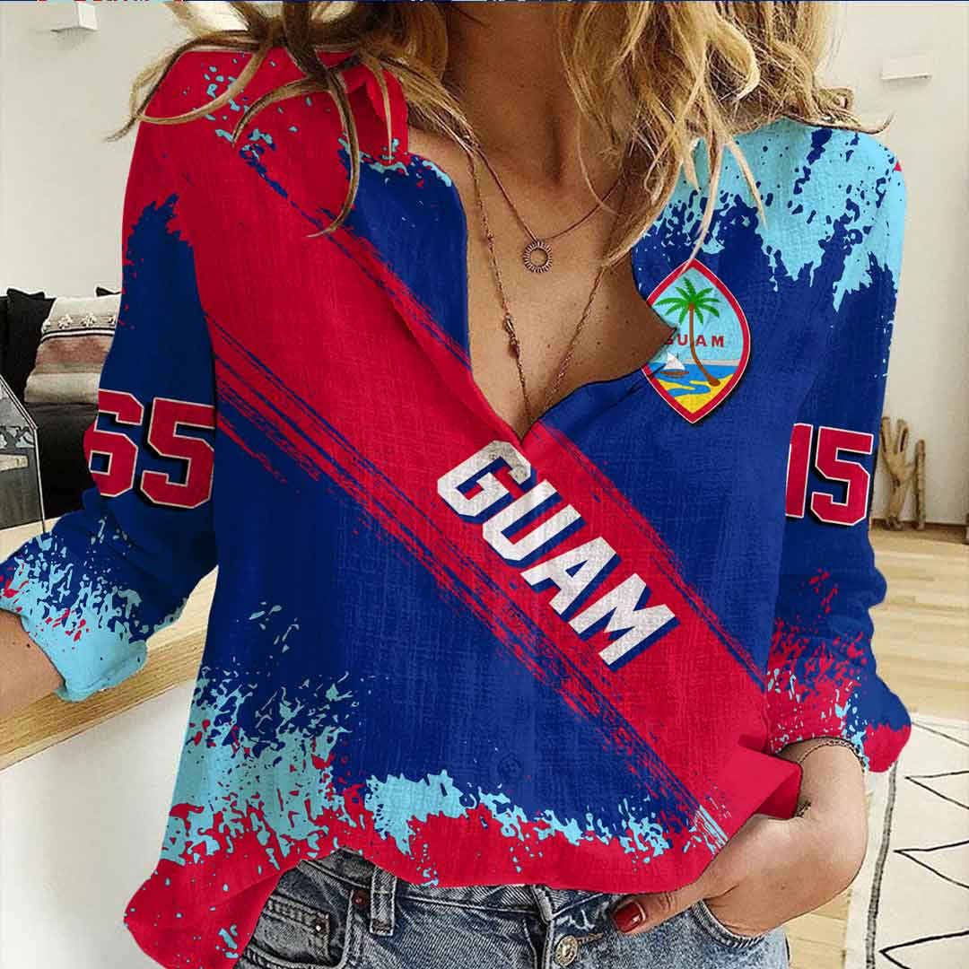 Clothing Guam Founded Brush Pattern Women's Casual Shirt