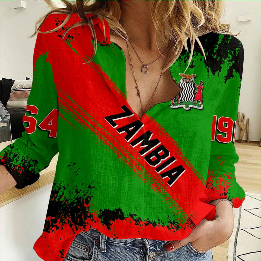 Clothing Zambia Founded Brush Pattern Women's Casual Shirt