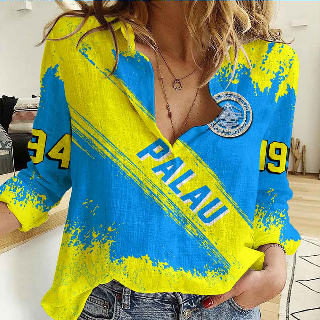 Clothing Palau Founded Brush Pattern Women's Casual Shirt
