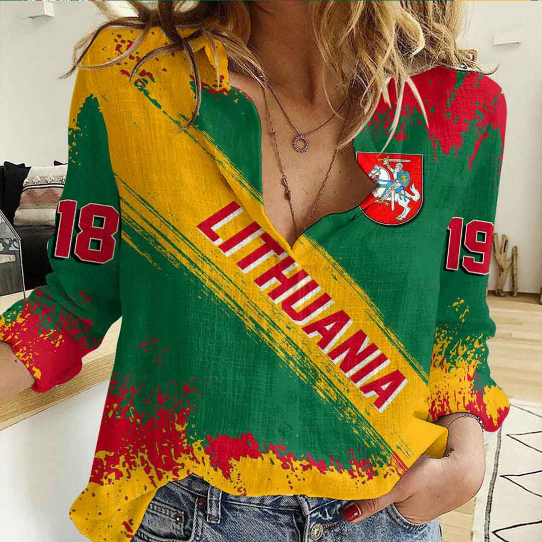 Clothing Lithuania Founded Brush Pattern Women's Casual Shirt