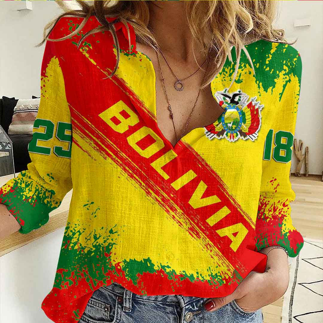 Clothing Bolivia Founded Brush Pattern Women's Casual Shirt