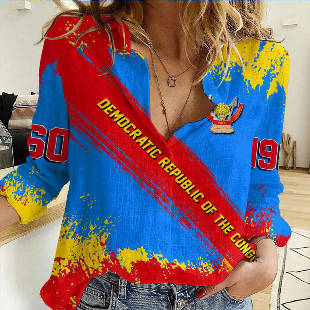 Clothing Democratic Republic Of The Congo Founded Brush Pattern Women's Casual Shirt