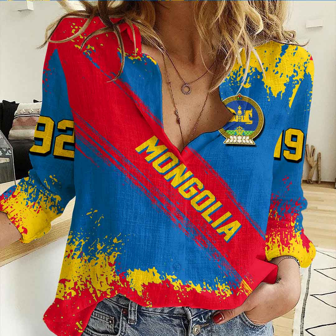 Clothing Mongolia Founded Brush Pattern Women's Casual Shirt
