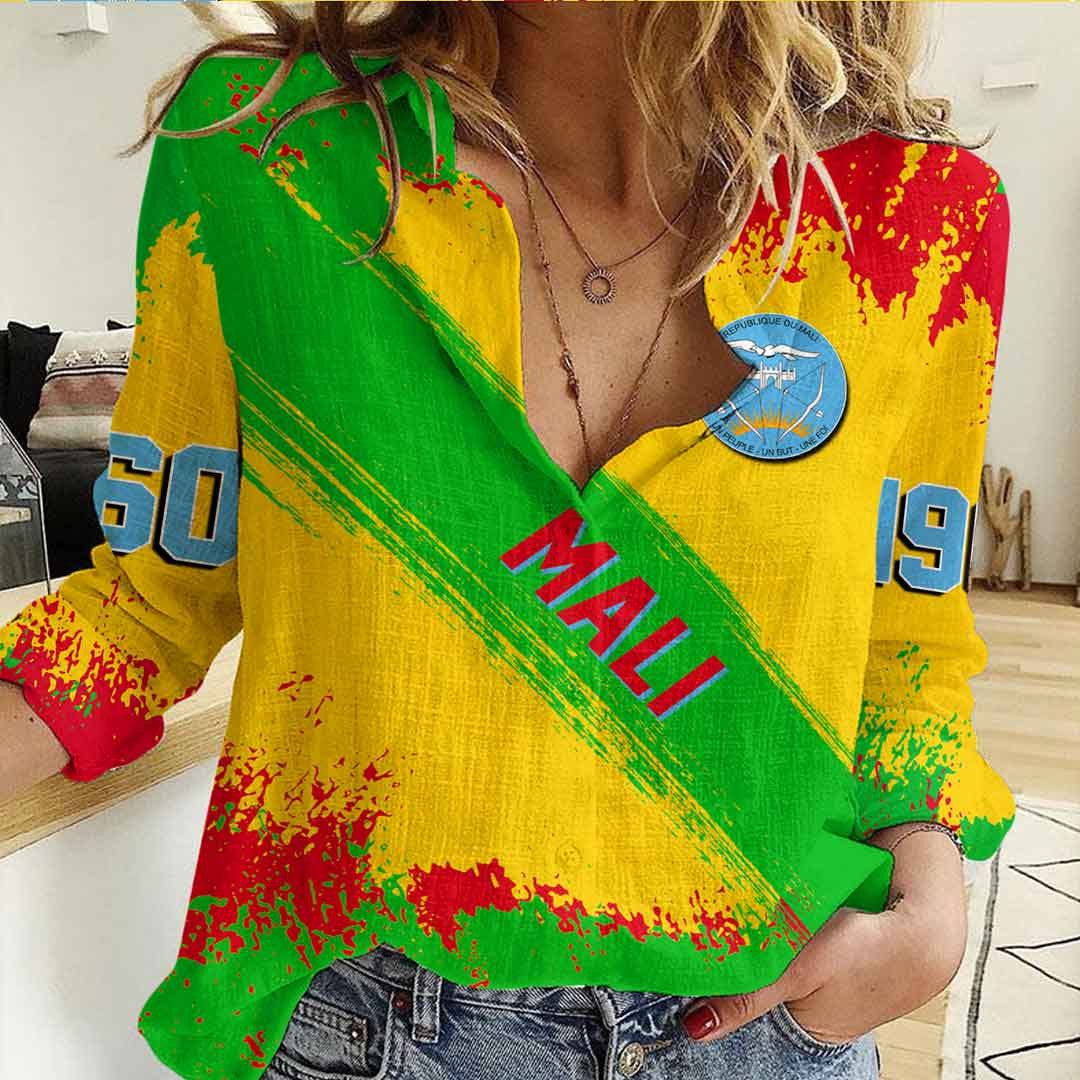 Clothing Mali Founded Brush Pattern Women's Casual Shirt