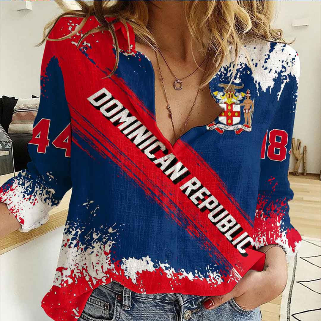 Clothing Dominican Republic Founded Brush Pattern Women's Casual Shirt