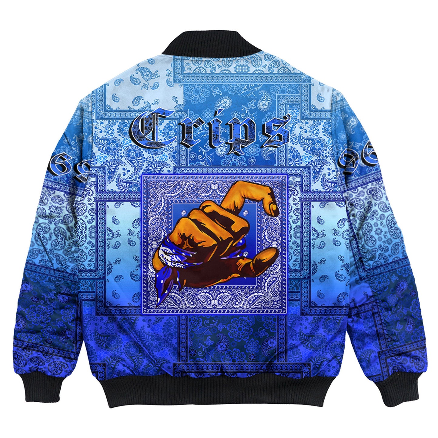 Clothing - Santa Crips Gang Paisley Gradient Football Bomber Jackets