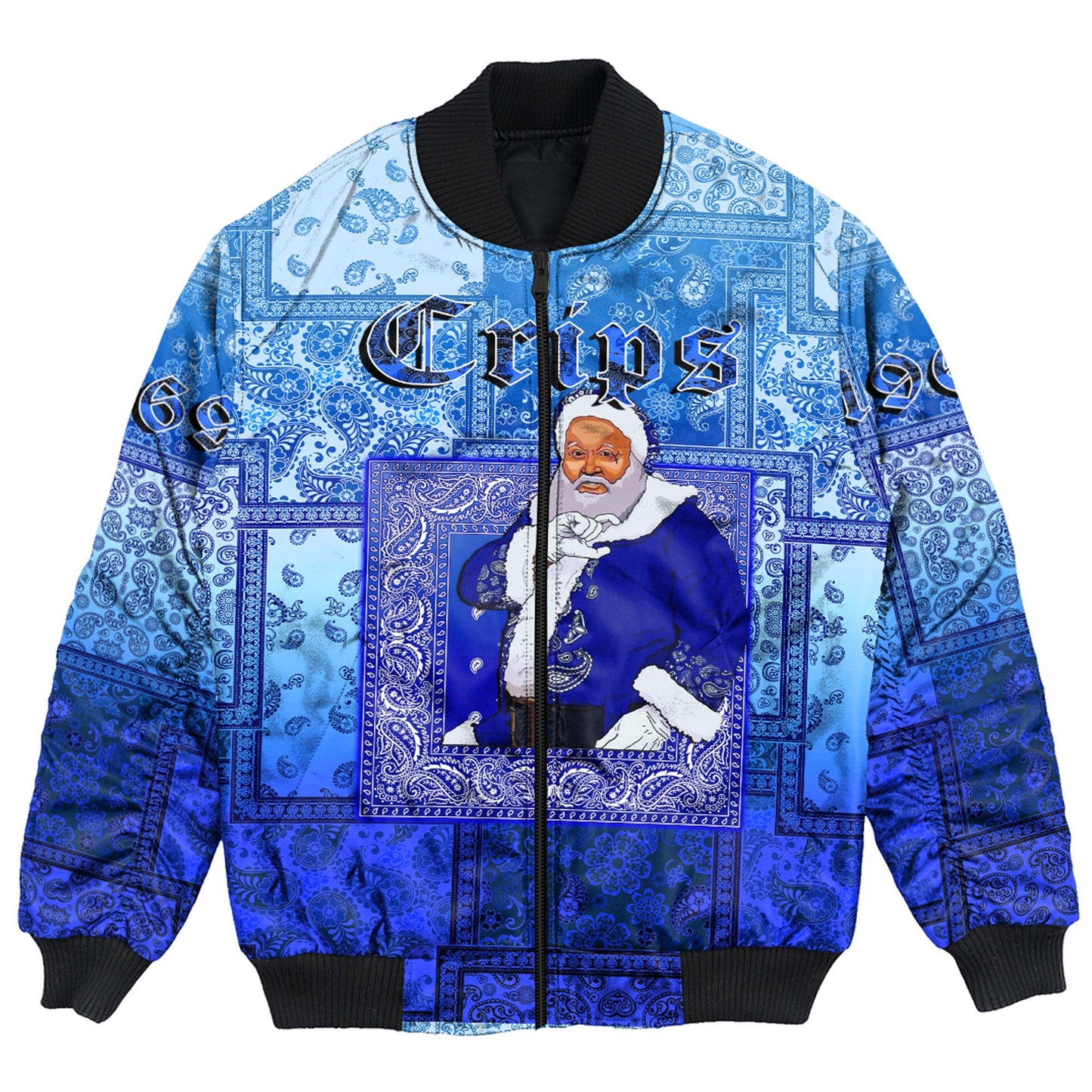 Clothing - Santa Crips Gang Paisley Gradient Football Bomber Jackets