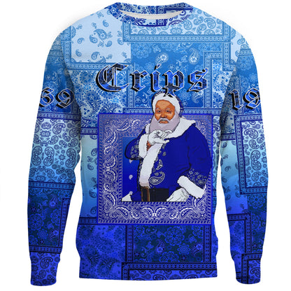Clothing Santa Crips Gang Paisley Gradient Football Sweatshirts