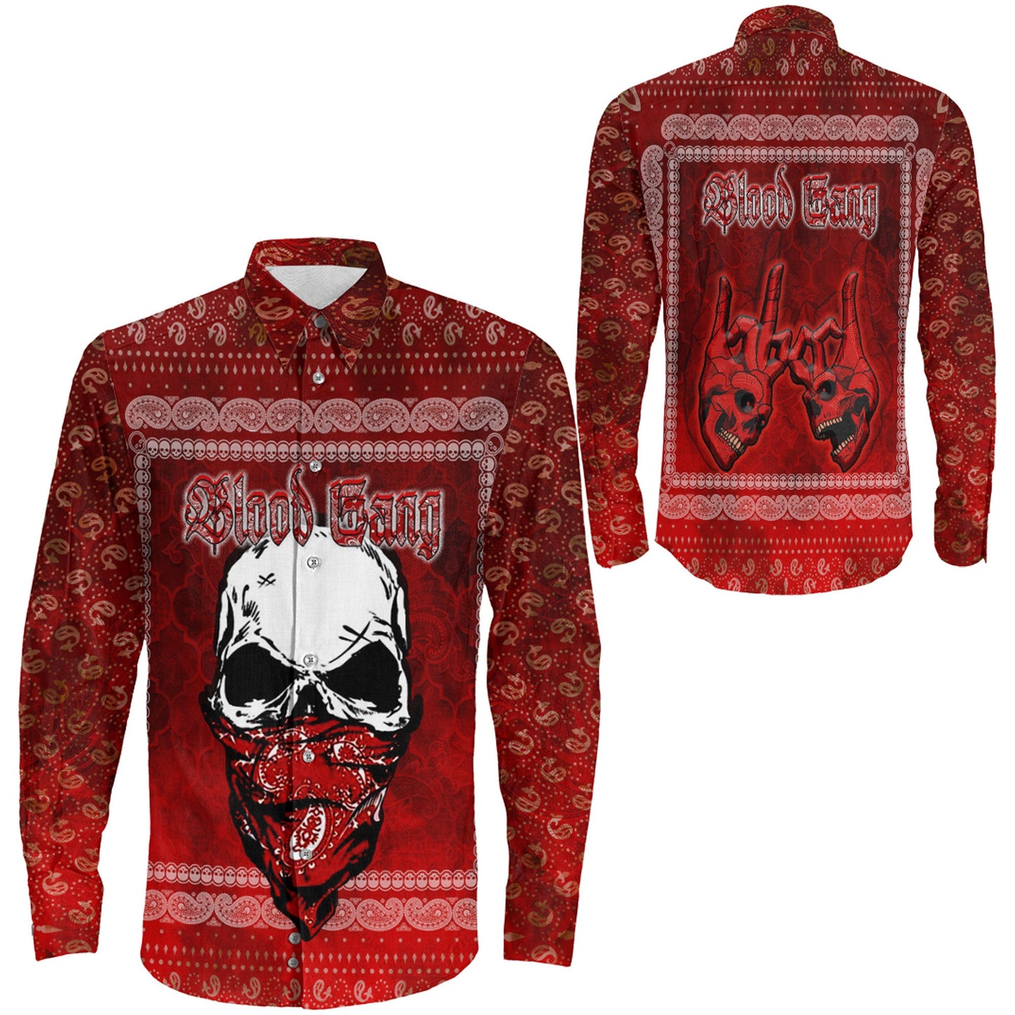 Clothing Blood Gang Long Sleeve Button Shirt