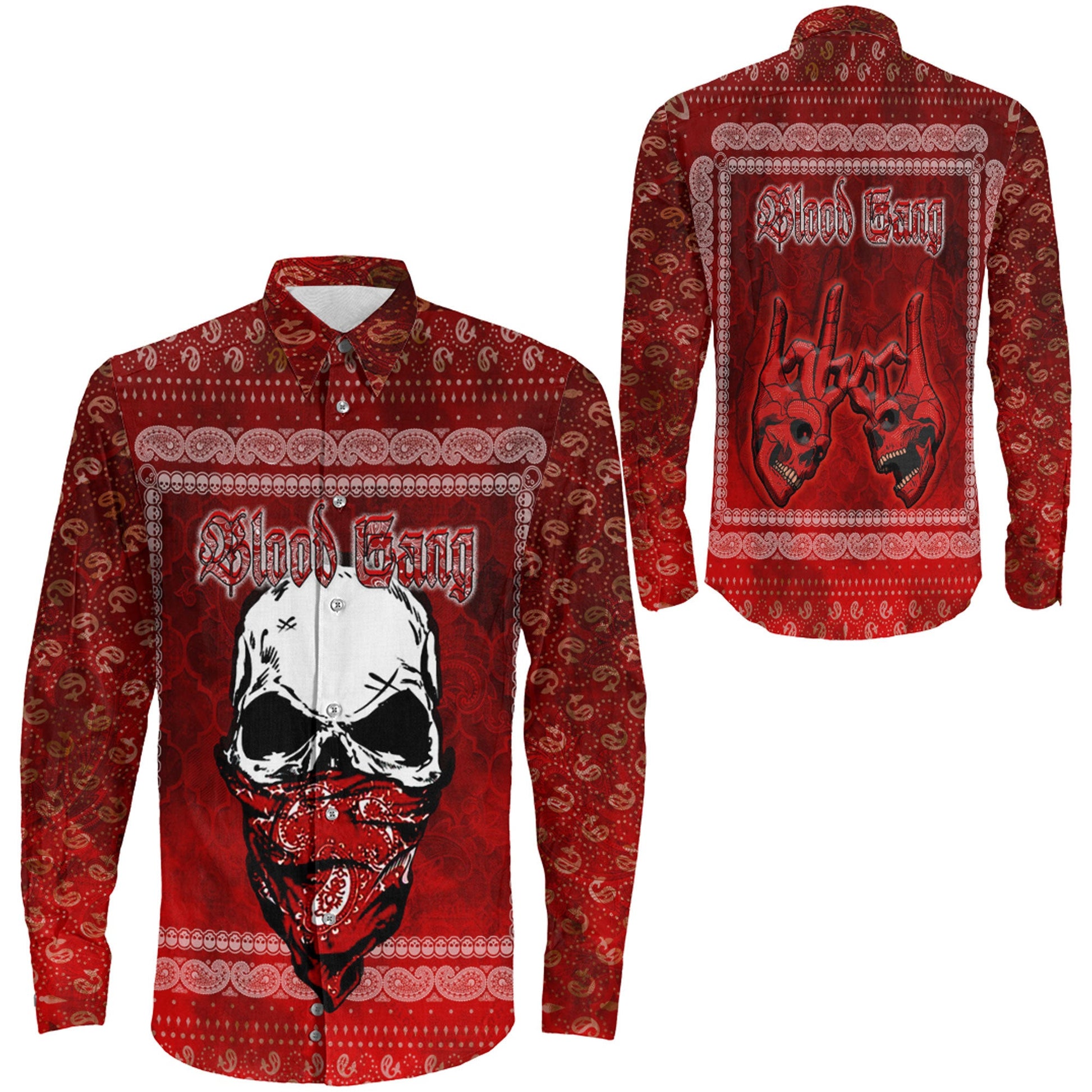 Clothing Blood Gang Long Sleeve Button Shirt