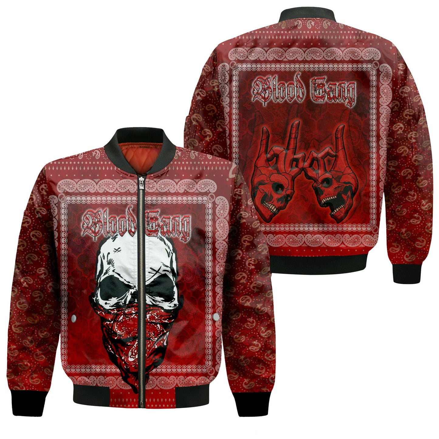 Clothing - Blood Gang Zip Bomber Jacket