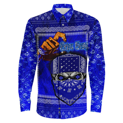 Clothing Crips Gang Long Sleeve Button Shirt