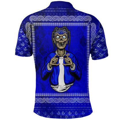 Crips Gang Polo Shirts  Blue Bandana Pattern Printed Shirt