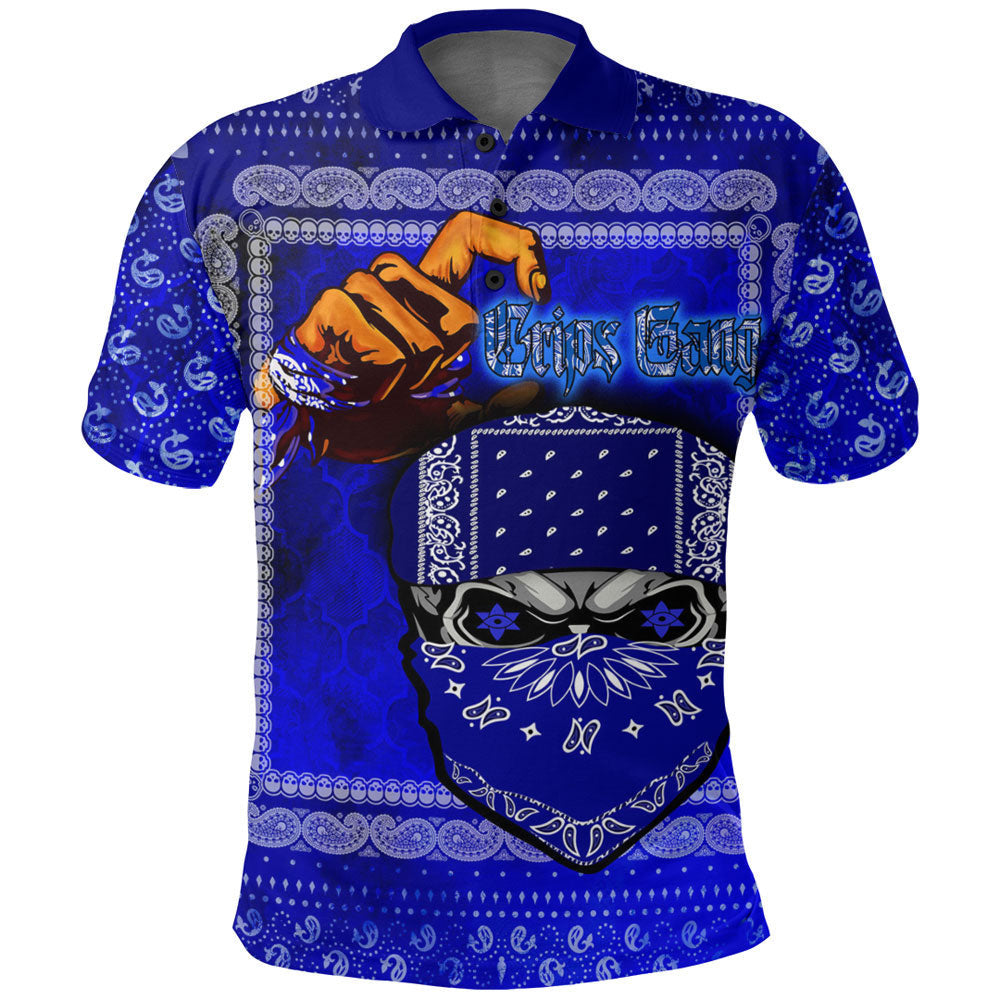 Crips Gang Polo Shirts  Blue Bandana Pattern Printed Shirt