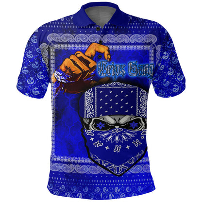Crips Gang Polo Shirts  Blue Bandana Pattern Printed Shirt