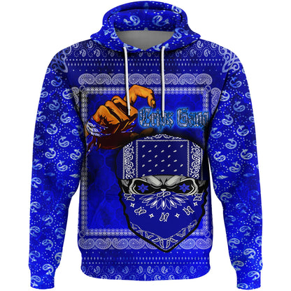 Crips Gang Hoodie Blue Pattern Gang Zip Hoodie All Over Print