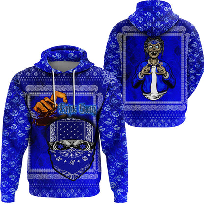 Crips Gang Hoodie Blue Pattern Gang Zip Hoodie All Over Print