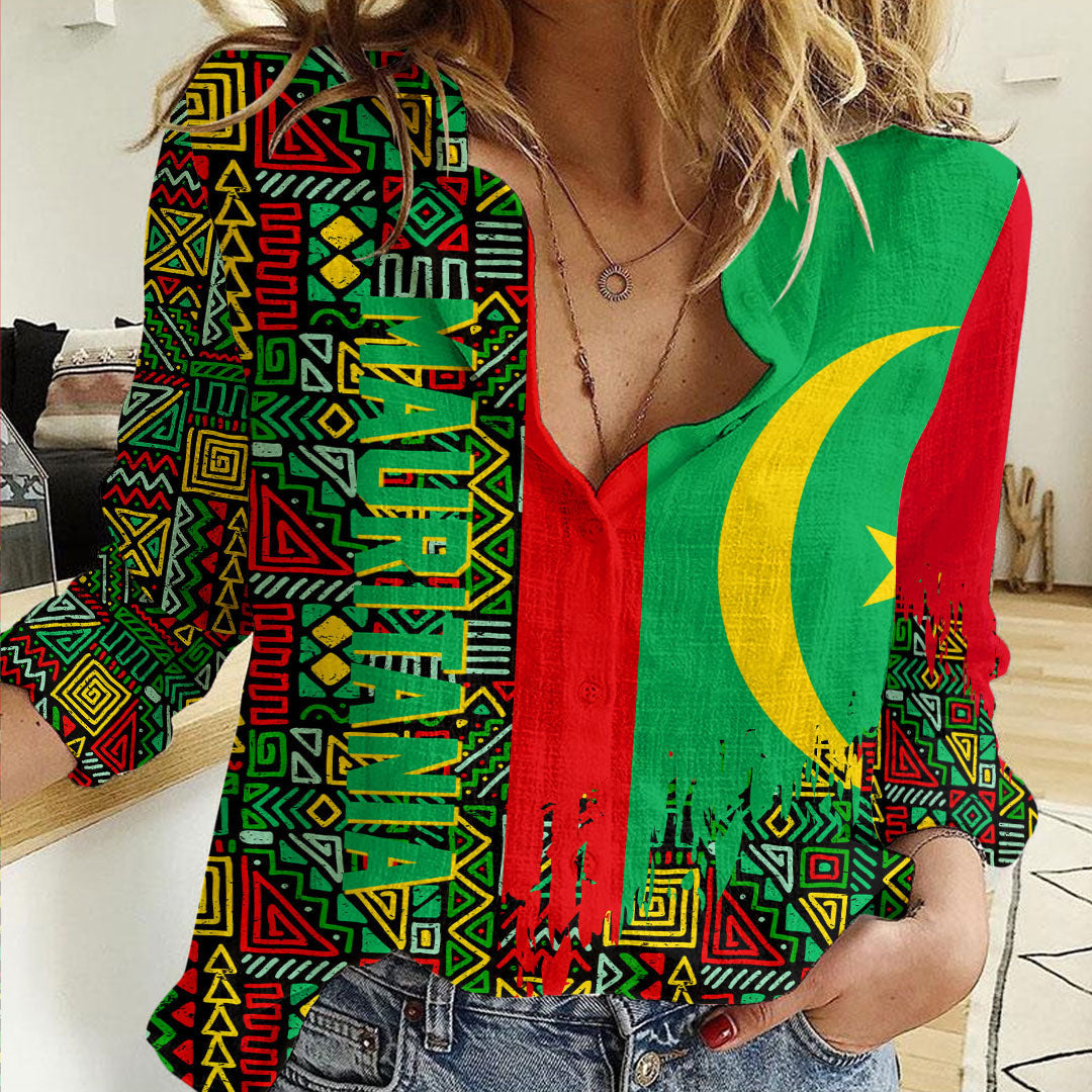Clothing Mauritania Kente Pattern Women's Casual Shirt