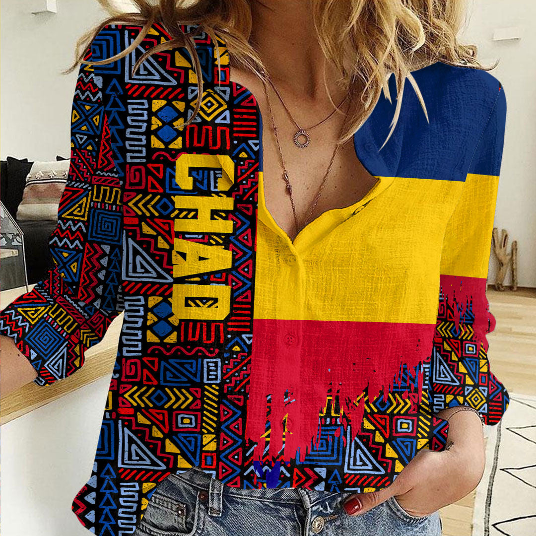 Clothing Chad Kente Pattern Women's Casual Shirt