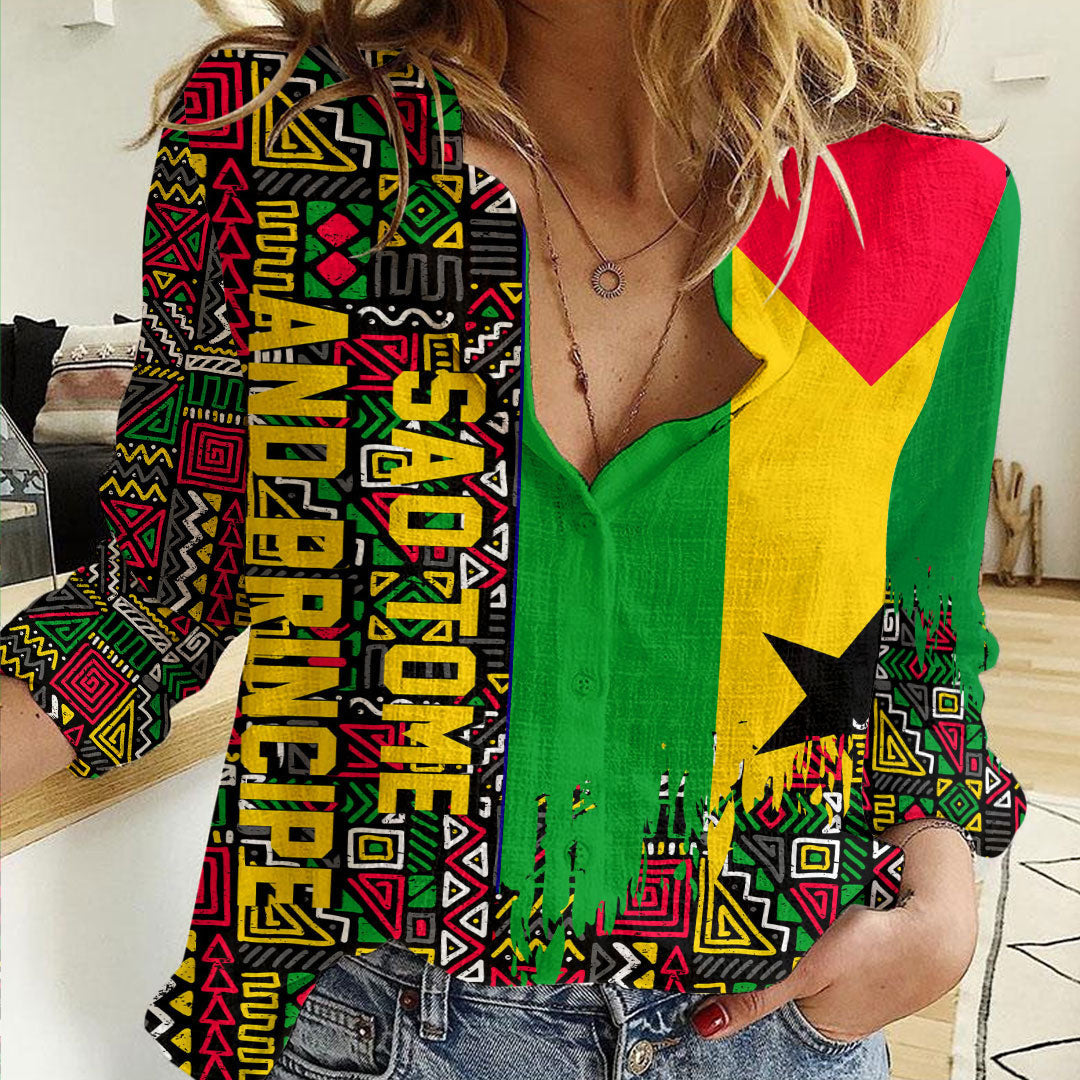Clothing Sao Tome and Principe Kente Pattern Women's Casual Shirt