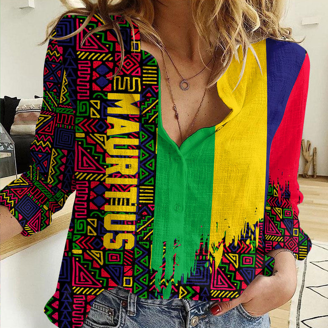 Clothing Mauritius Kente Pattern Women's Casual Shirt