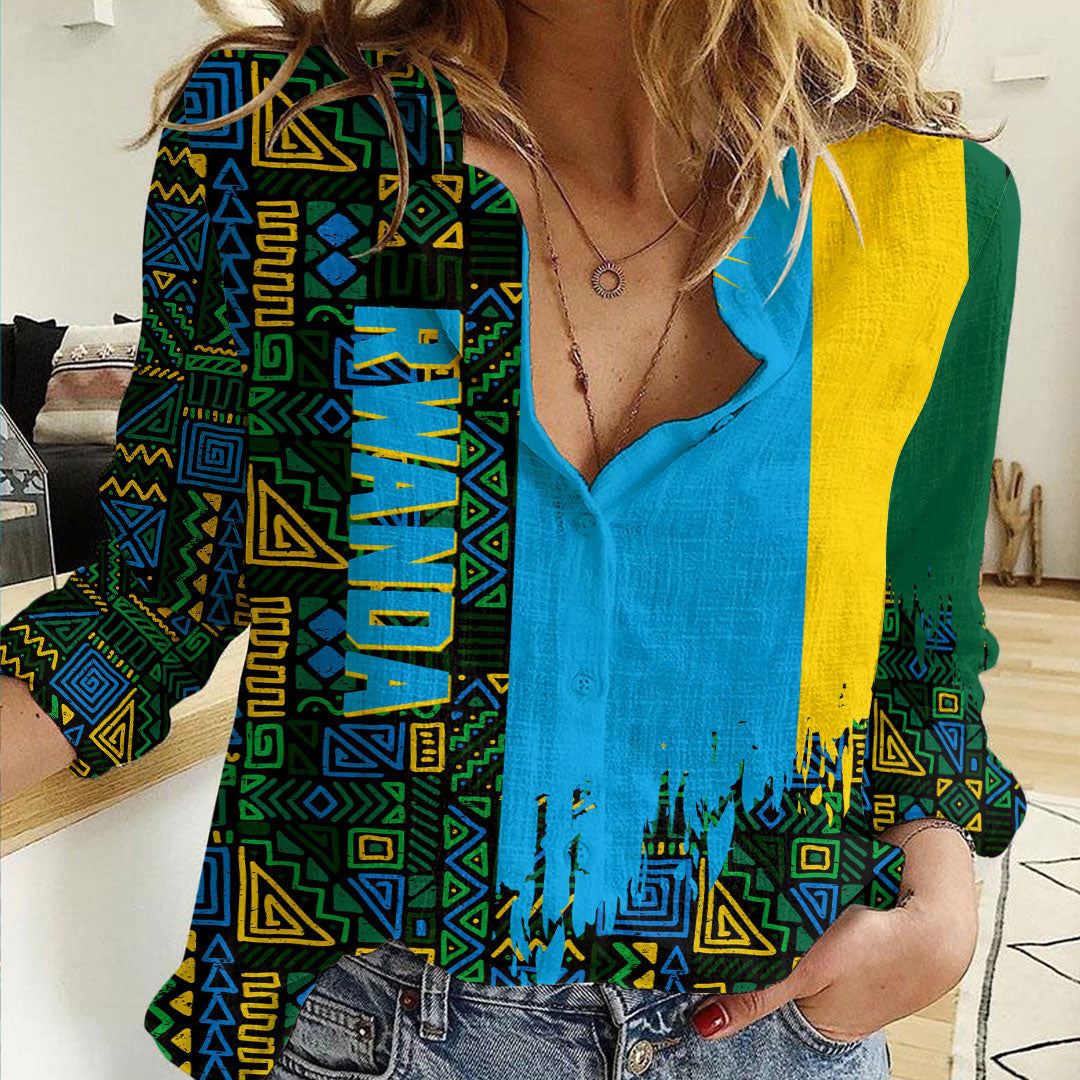 Clothing Rwanda Kente Pattern Women's Casual Shirt
