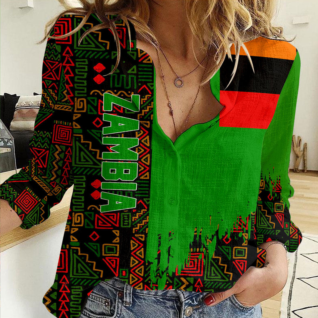 Clothing Zambia Kente Pattern Women's Casual Shirt