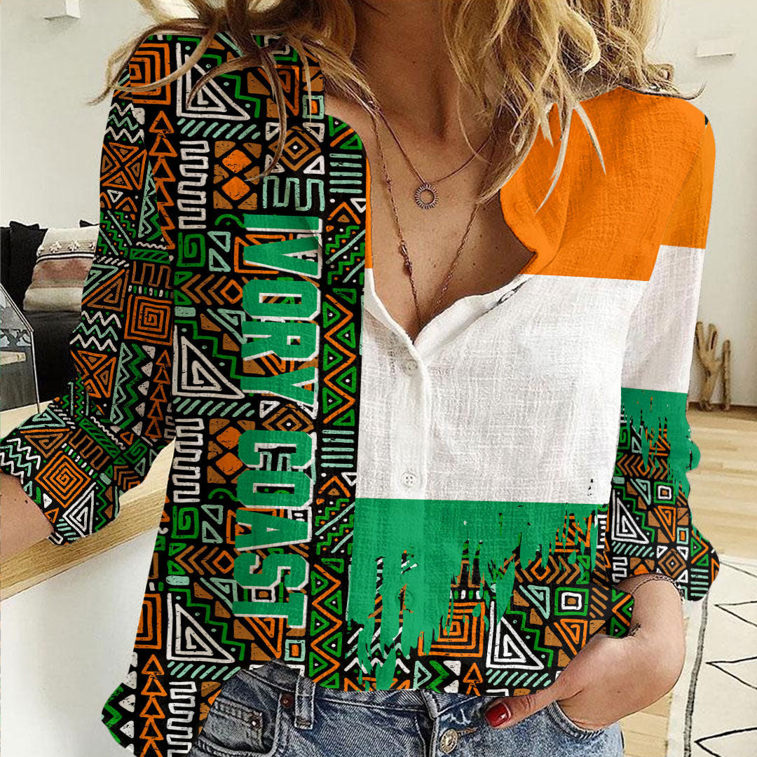 Clothing Ivory Coast Kente Pattern Women's Casual Shirt