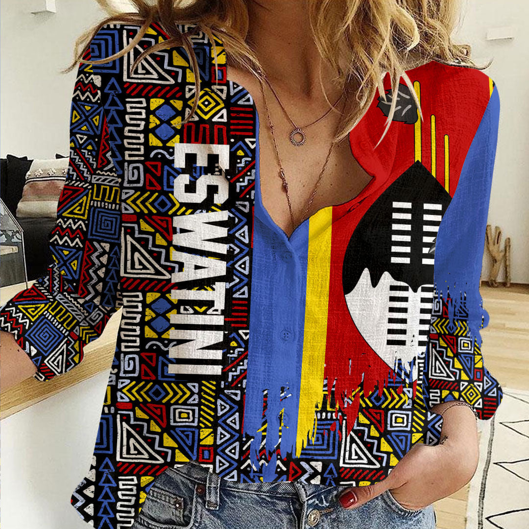 Clothing Eswatini Kente Pattern Women's Casual Shirt