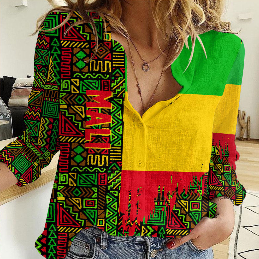 Clothing Mali Kente Pattern Women's Casual Shirt