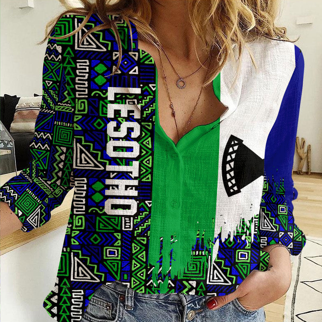 Clothing Lesotho Kente Pattern Women's Casual Shirt