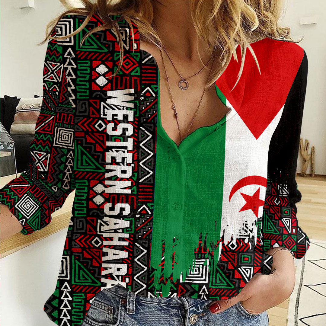 Clothing Western Sahara Kente Pattern Women's Casual Shirt