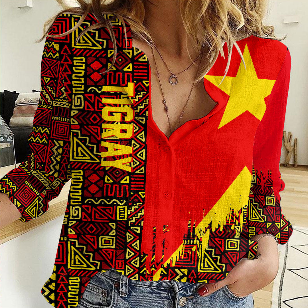 Clothing Tigray Kente Pattern Women's Casual Shirt
