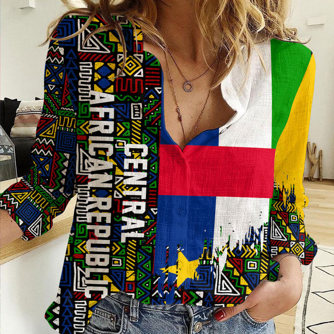 Clothing Central African Republic Kente Pattern Women's Casual Shirt