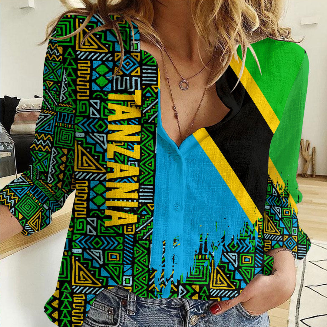 Clothing Tanzania Kente Pattern Women's Casual Shirt