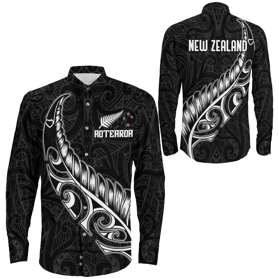 Clothing New Zealand Aotearoa Maori Fern Long Sleeve Button Shirt