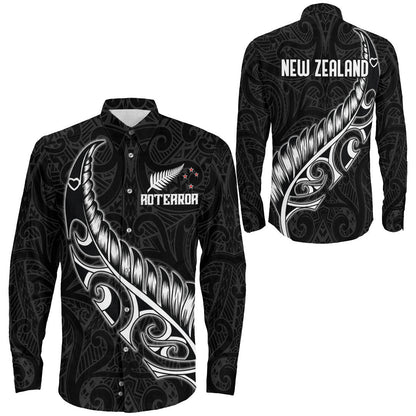 Clothing New Zealand Aotearoa Maori Fern Long Sleeve Button Shirt