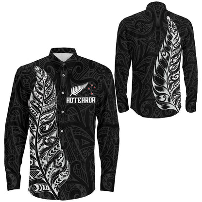 Clothing New Zealand Aotearoa Maori Silver Fern Long Sleeve Button Shirt