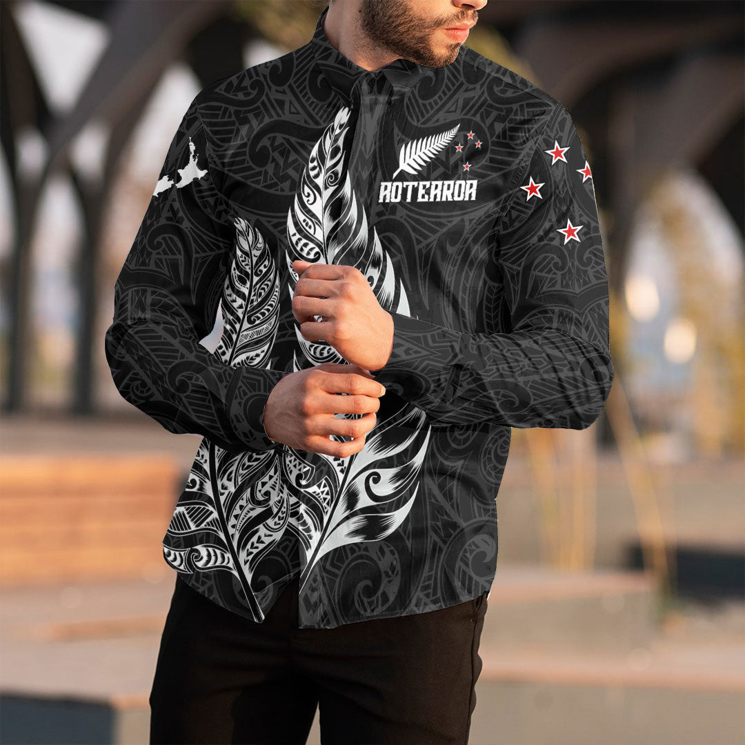 Clothing New Zealand Aotearoa Maori Silver Fern New Long Sleeve Button Shirt